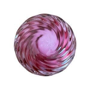 Paper weight Swirled Pink and white glass.